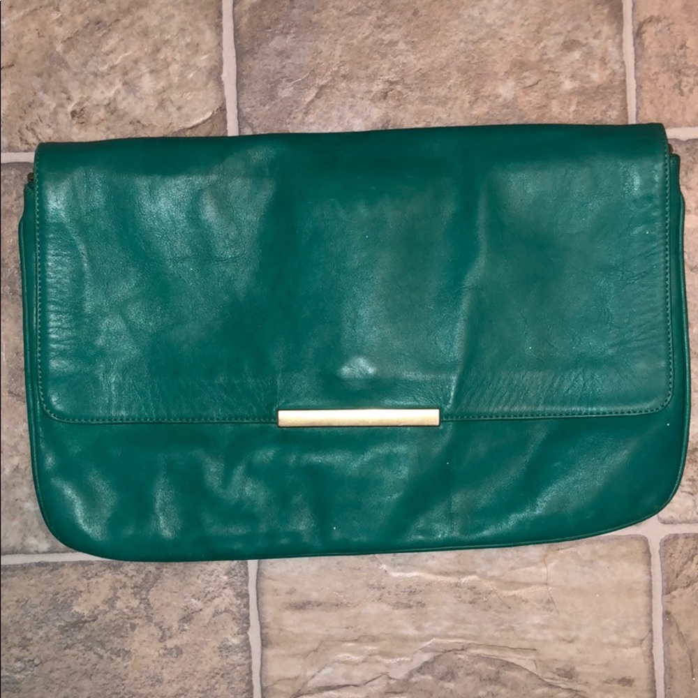 Zara beautiful bright green clutch 10x16.5 inches
